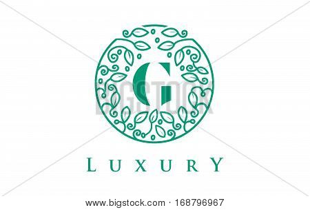 G Letter Logo Luxury. Green Beauty Cosmetics Logo Monogram.