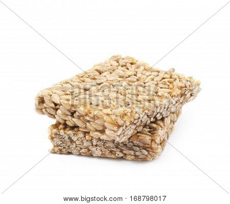 Two pieces of gozinaki confection sweets isolated over the white background