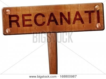 Recanati road sign, 3D rendering