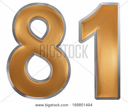 Numeral 81, Eighty One, Isolated On White Background, 3D Render