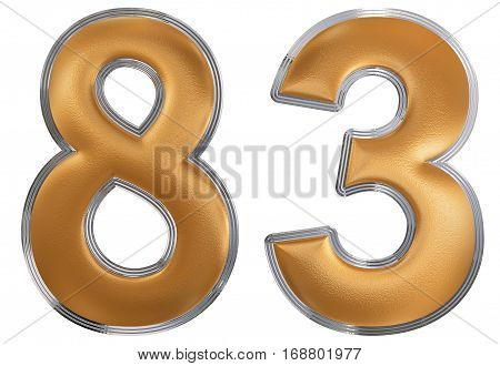 Numeral 83, Eighty Three, Isolated On White Background, 3D Render