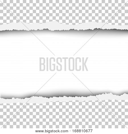 Torn snatched window in sheet of any color paper. The resulting hole is white. Template design.