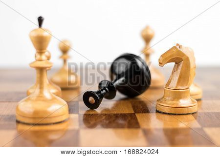 Chess game. Chess king is checkmated chess game over