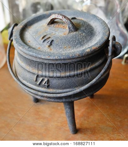 Chinese Cultural Old Rustic Vintage Brass Joss Stick Pot or Chinese Incense Burner.