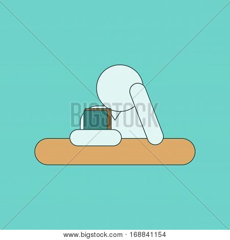 flat icon with thin lines schoolboy books