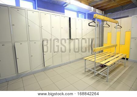 Interior of a locker room in fitness club
