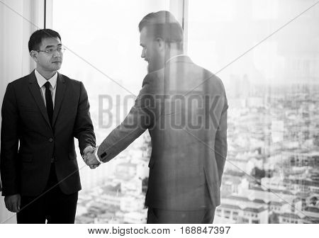 Business Partners Introductionary Handshake Bow