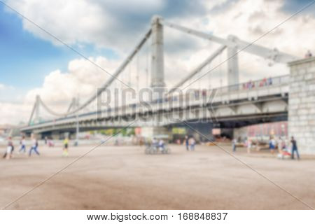 Defocused Background With View Over Krymsky Bridge, Moscow, Russia