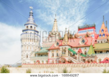 Defocused Background With The Iconic Izmailovskiy Kremlin In Moscow, Russia