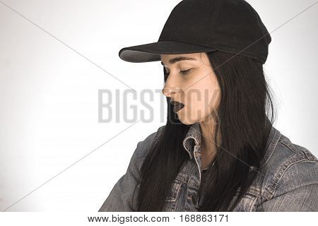 Beautiful Girl. Girl On A White Background In Profile.