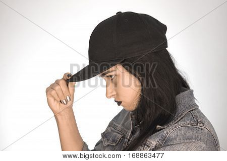 Beautiful Girl. Girl On A White Background In Profile.