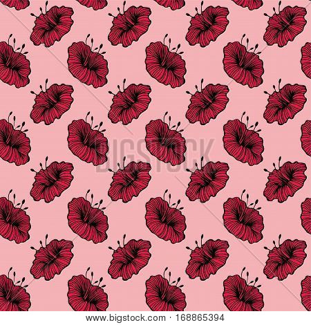 Stylized flowers with graceful lines. Vector seamless background