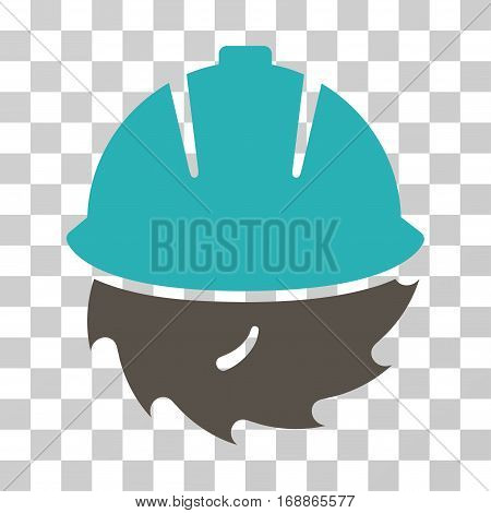 Circular Blade Safety icon. Vector illustration style is flat iconic bicolor symbol grey and cyan colors transparent background. Designed for web and software interfaces.