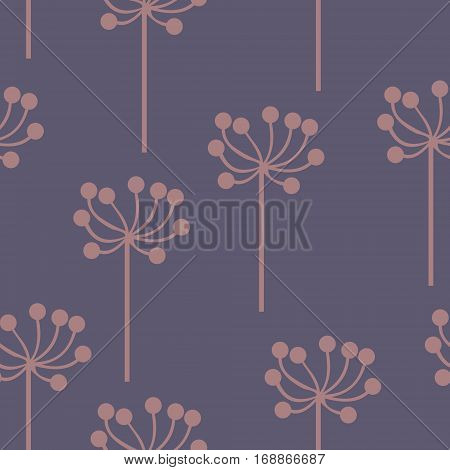 Stylized plants on a purple background. Seamless pattern for your design