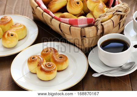 homemade swedish saffron buns, lussekatt in basket