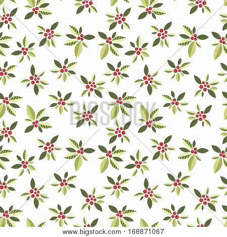 Seamless pattern with vegetative elements and berries for design