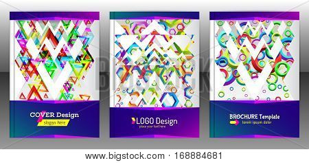 Polygonal geometric shape brochure background. Chaotic surface colorful report design for cover. Modern abstract pattern flyer. Colorful mixed geometric shapes for folder. Vector eps 10