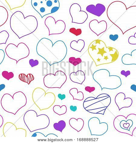 Seamless pattern with colorful hearts for valentines day