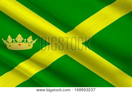 Flag of Aa en Hunze is a municipality in the northeastern Netherlands. 3d illustration