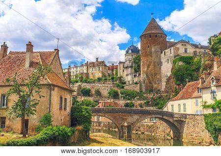 Picturesque medieval town of Semur en Auxois Burgundy France