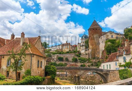Picturesque medieval town of Semur en Auxois Burgundy France