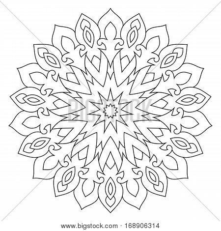 Mandala. Ethnic decorative ornament. Round flower pattern isolated on white background.