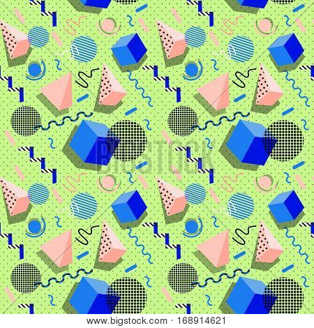 Memphis pattern. Vector. Pastel colours. Retro and vintage
