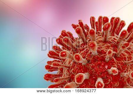HIV, AIDS virus, 3D illustration. Human immunodeficiency virus, close-up view