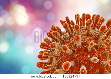 HIV, AIDS virus, 3D illustration. Human immunodeficiency virus, close-up view