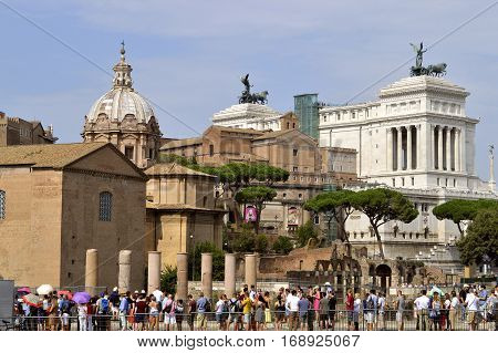 Rome Italy - September 11 2016 : The Altar of the Fatherland in Rome