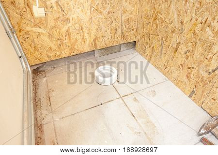 hole for the cesspit where a toilet should be