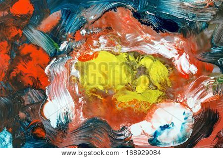 Abstract image of the flowing colors - tangle of runs colors and brush strokes