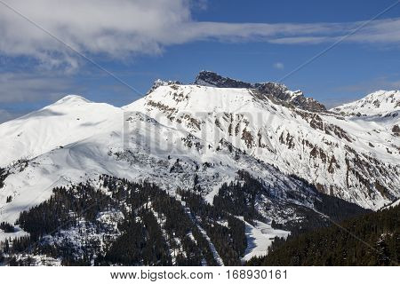 View on the Tuxer Alps with the Rastkogel mountain in Tyrol Austria