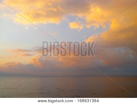Beautiful sunset over the sea, the magic picture