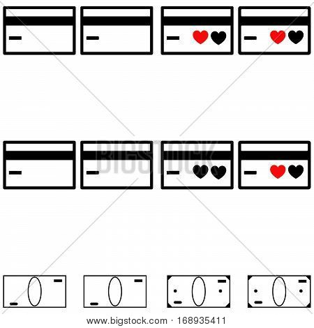 Black and grey card and demonation - icons.