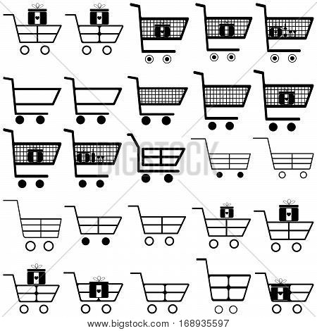 Grey and black carts - set icons.