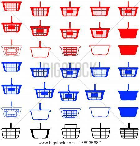 Basket red and blue colour - set icons.