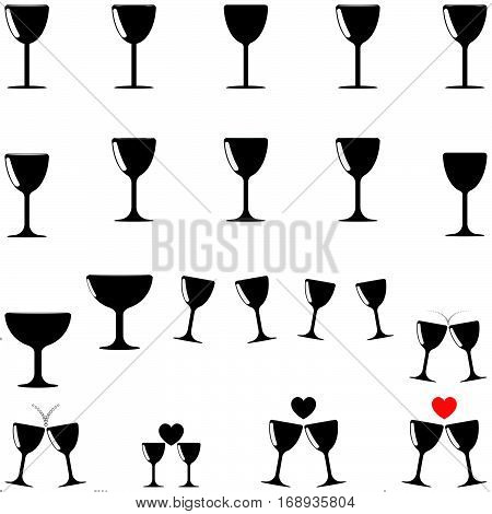 Black beaker different shapes - set icons.