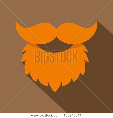 Red beard and mustache icon. Flat illustration of red beard and mustache vector icon for web   on coffee background