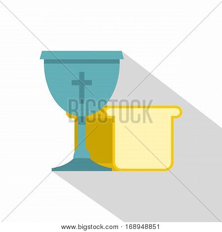 Bowl and bread icon. Flat illustration of bowl and bread vector icon for web