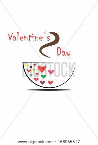 Happy Valentine s Day with a cup of coffee and heartsvectoreps10