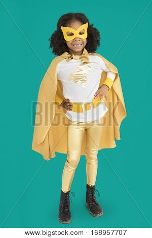 Little Girl Superherokid Pose Smile Studio