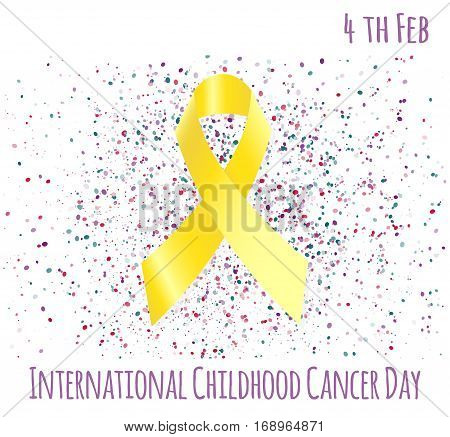 Vector illustration of international childhood cancer day with ribbon. February 15.