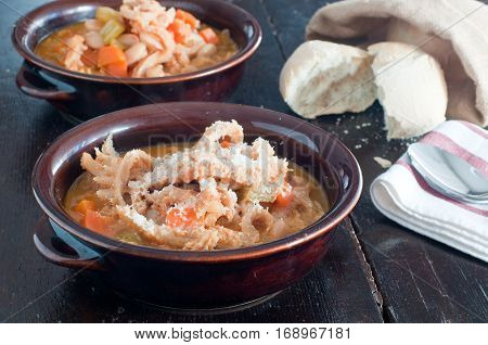 typical Italian dish tripe with beans potatoes and veal