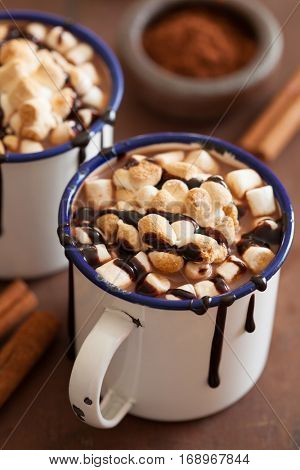 s'mores hot chocolate mini marshmallows cinnamon winter drink