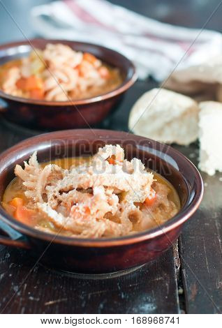 typical Italian dish tripe with beans potatoes and veal
