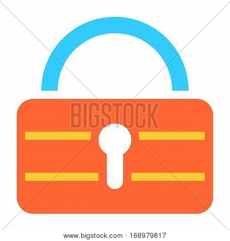 Flat padlock icon lock sign password button. Quick and easy recolorable shape isolated from background. Vector illustration a graphic element for web internet design.