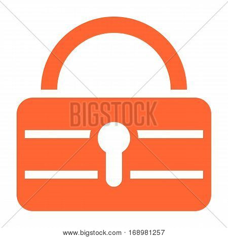 Flat padlock icon lock sign password button. Quick and easy recolorable shape isolated from background. Vector illustration a graphic element for web internet design.