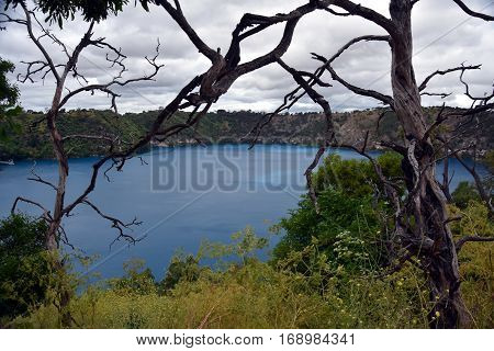 The incredible Blue Lake at Mt Gambier South Australia. The Blue Lake is a large monomictic crater lake located in a dormant volcanic maar associated with the Mount Gambier maar complex.