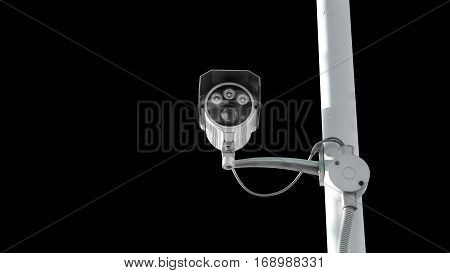 Security camera equipment concept - CCTV camera surveillance on pole safety system area control and copy space